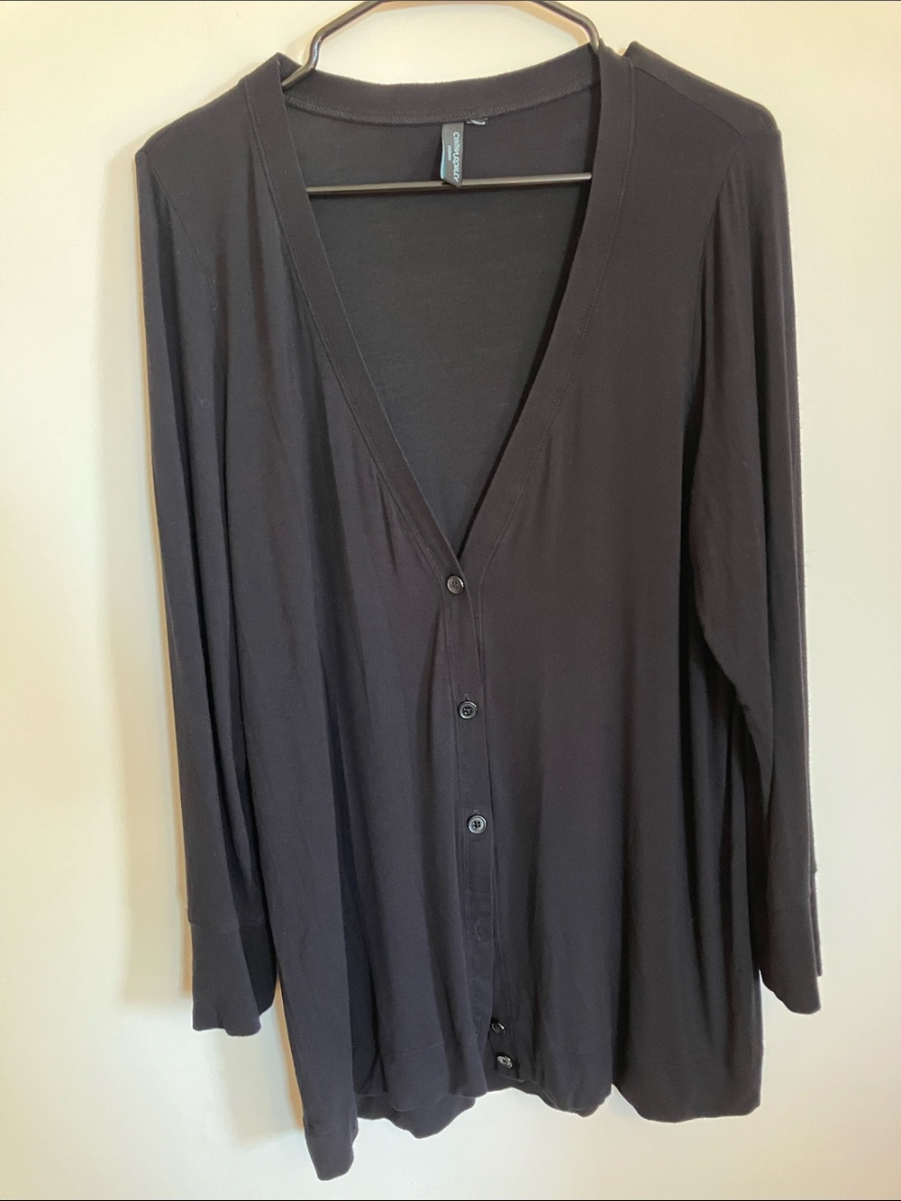 Cynthia Rowley Black Long-Sleeve Button Front Top / Cardigan - silky modal fabri
